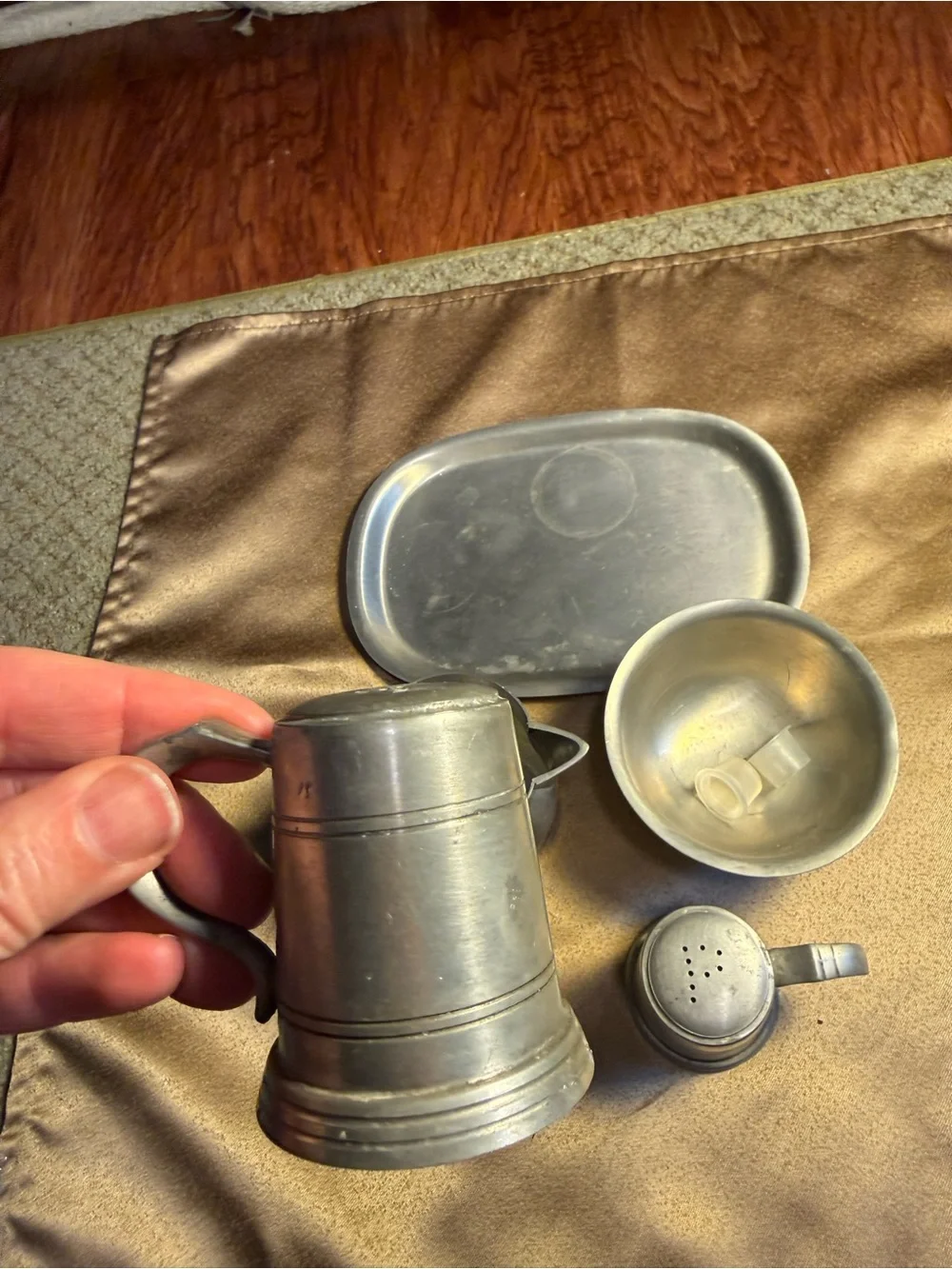 Pewter Salt & Pepper Shakers and Coffee Sugar/Creamer